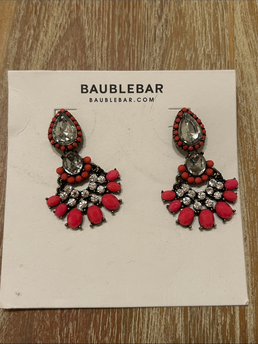 BaubleBar Pink and Clear Teardrop Crystal Fan Earrings